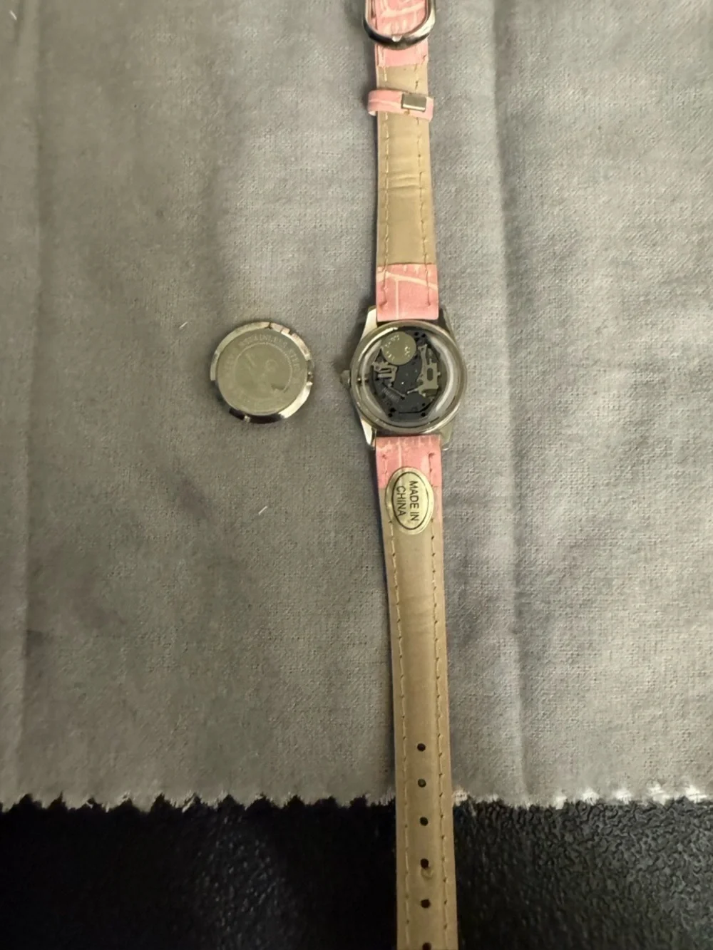 Charles David Pink Strap Silver-Tone Round Watch